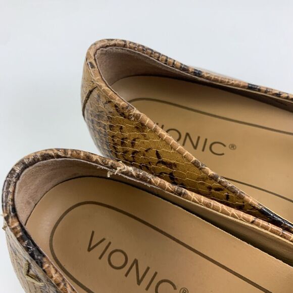 Vionic Willa Loafer Boa Brown Snakeskin Leather Slip On Comfort Flat Womens 6.5 - Picture 3 of 12